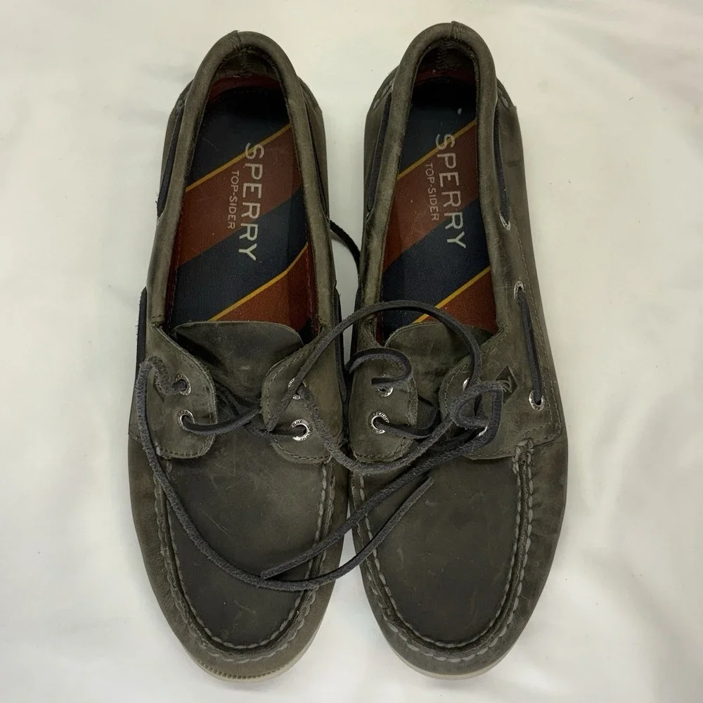 Sperry Top Sider A/O 2 Eye Boat Shoes Leather Men 11M Casual Preppy Gucci Stripe